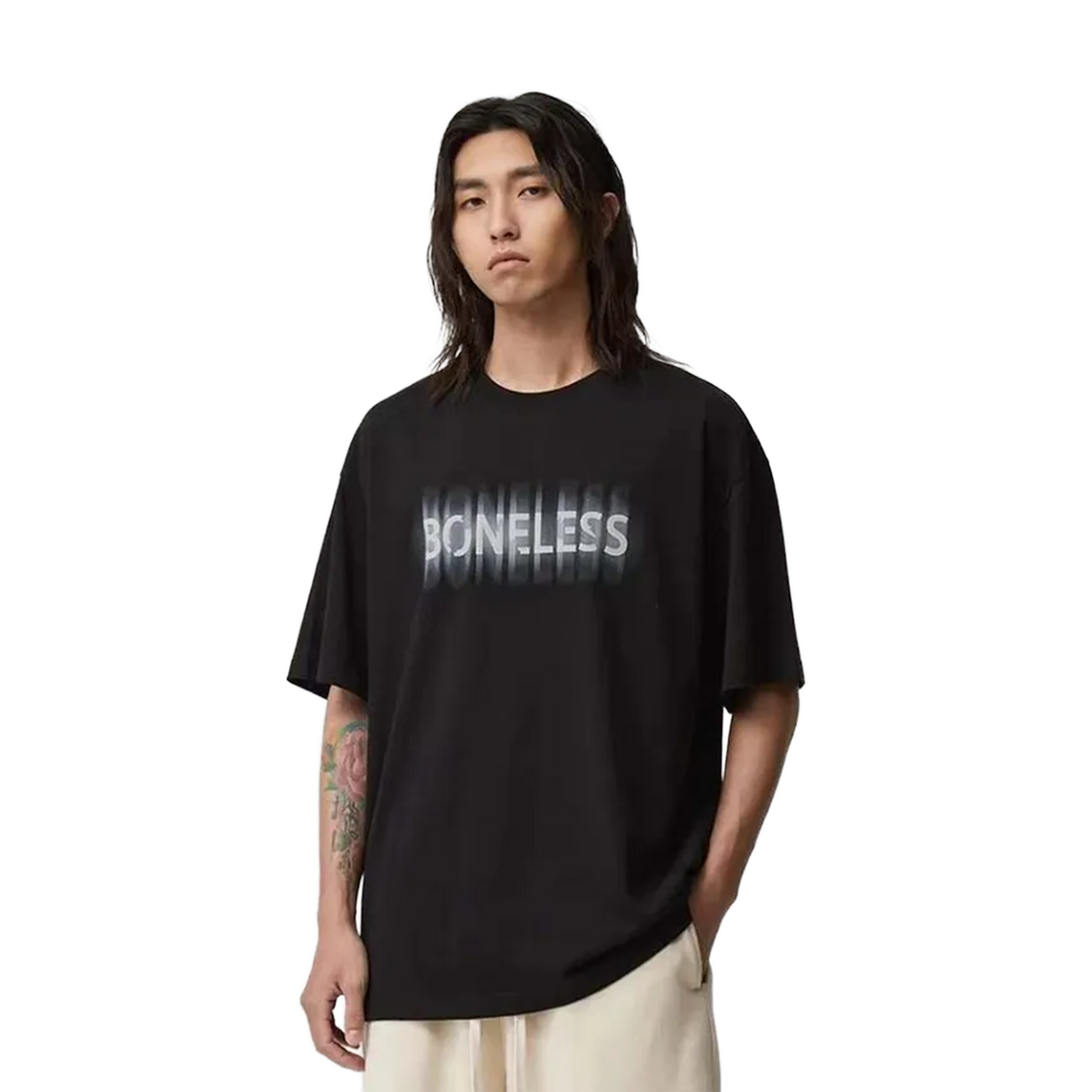 BONELESS B Series Blurred Foam Letter Logo Tee Black (SS25)