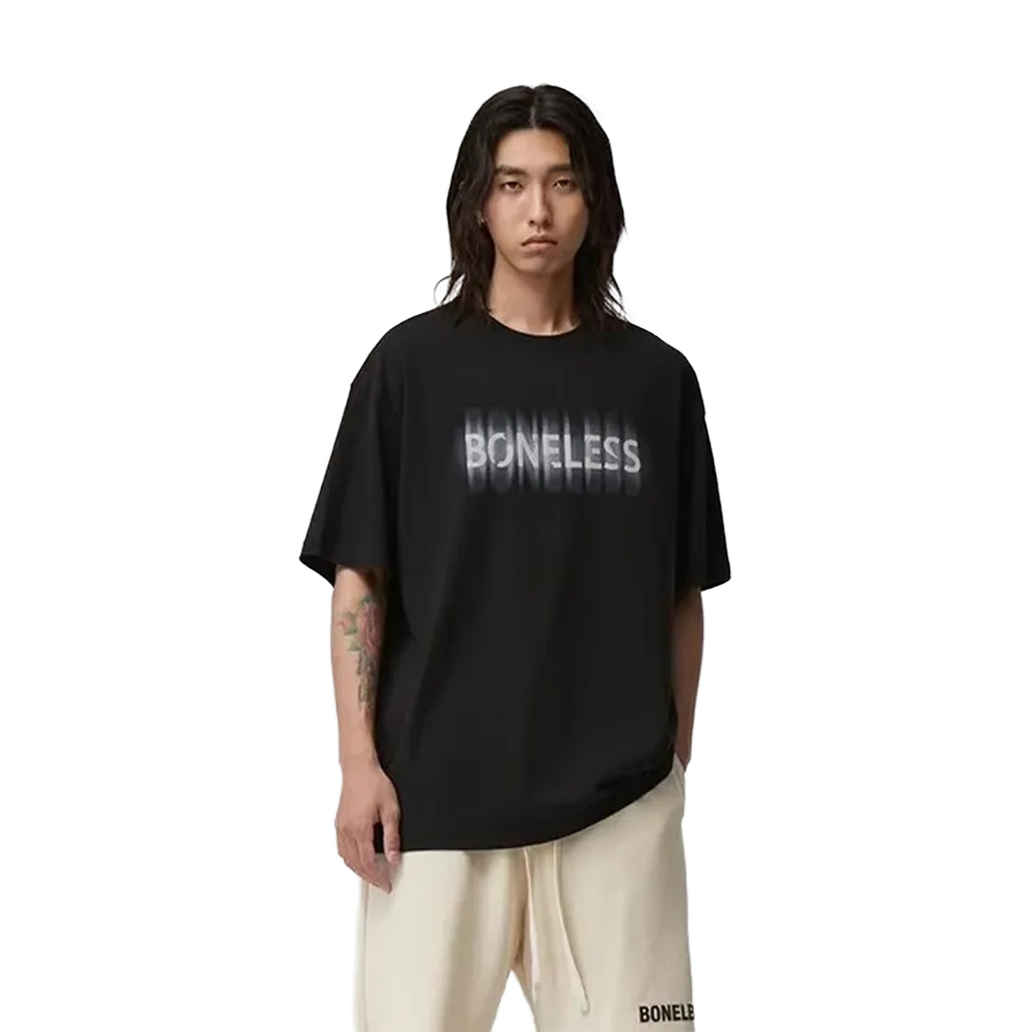 BONELESS B Series Blurred Foam Letter Logo Tee Black (SS25)