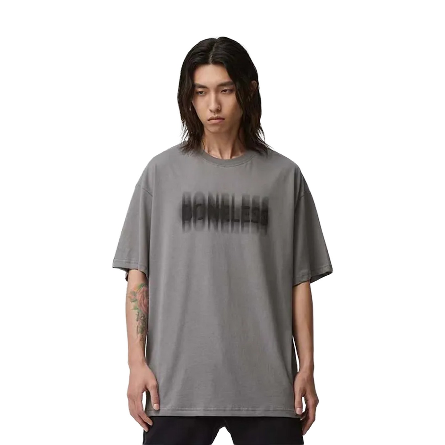 BONELESS B Series Blurred Foam Letter Logo Tee Dark Grey (SS25)