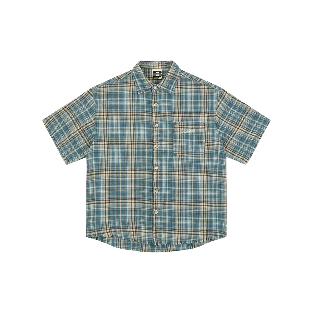 BONELESS Casual Plaid Short Sleeved Shirt Green (SS25)