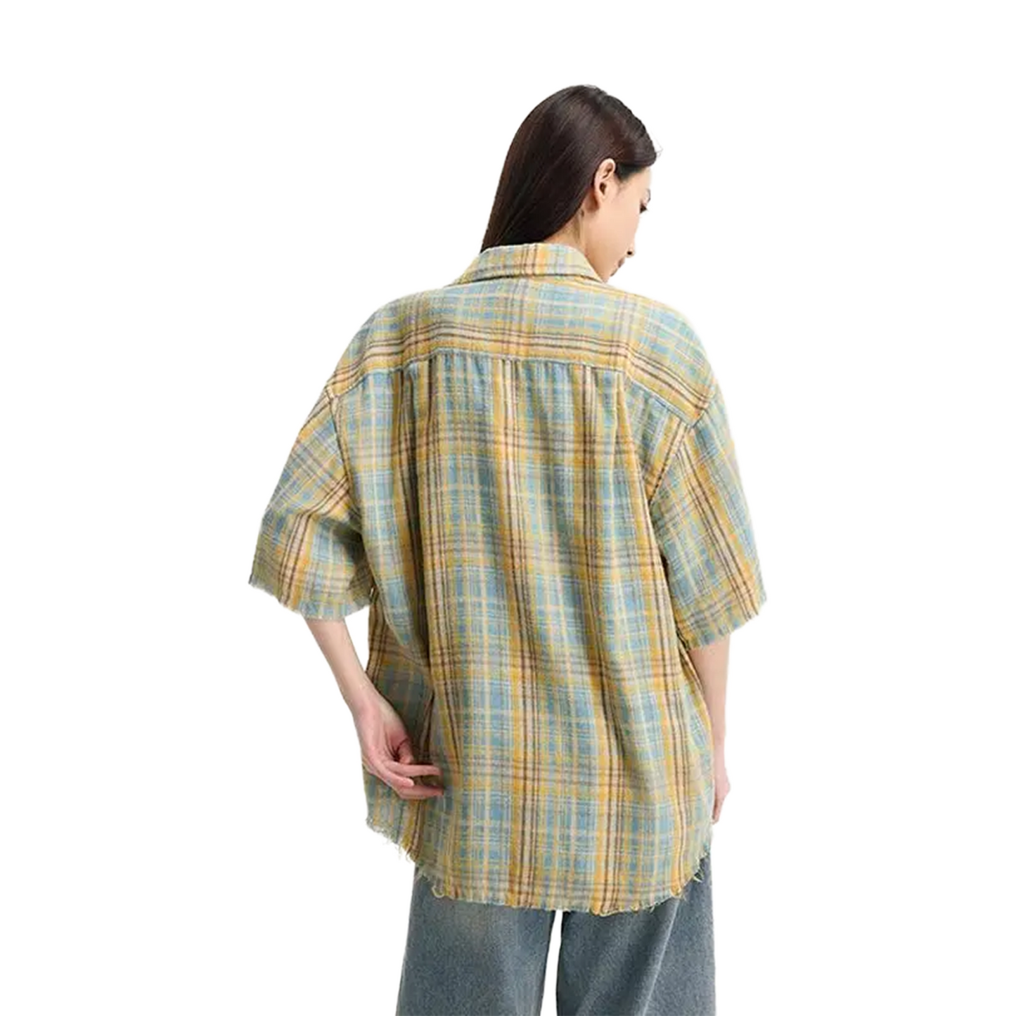 BONELESS Casual Plaid Short Sleeved Shirt Yellow (SS25)