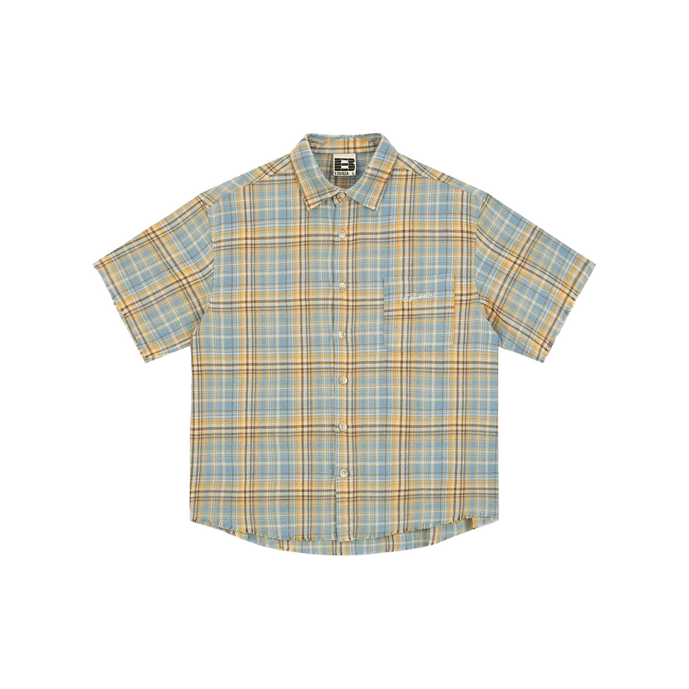 BONELESS Casual Plaid Short Sleeved Shirt Yellow (SS25)
