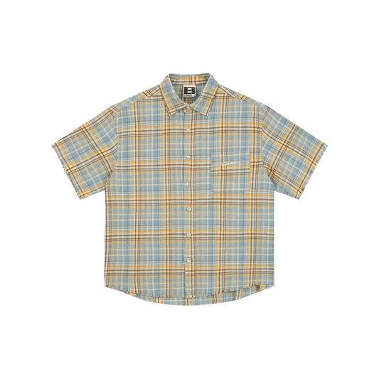 BONELESS Casual Plaid Short Sleeved Shirt Yellow (SS25)