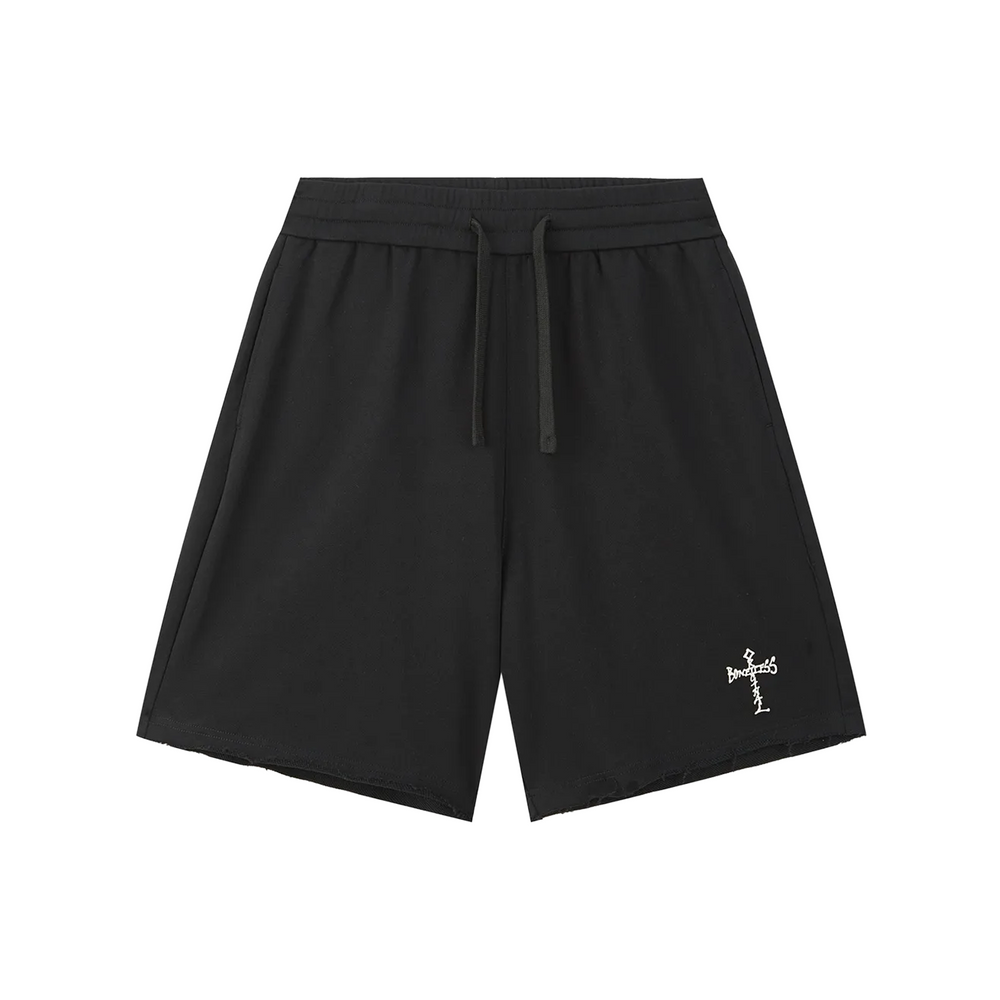 BONELESS Cross Graffiti Loose Sideback Shorts Black (SS25)