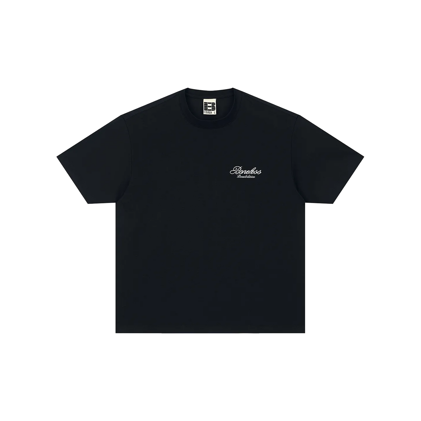 BONELESS Cursive Typography Printed Tee Black (SS25)