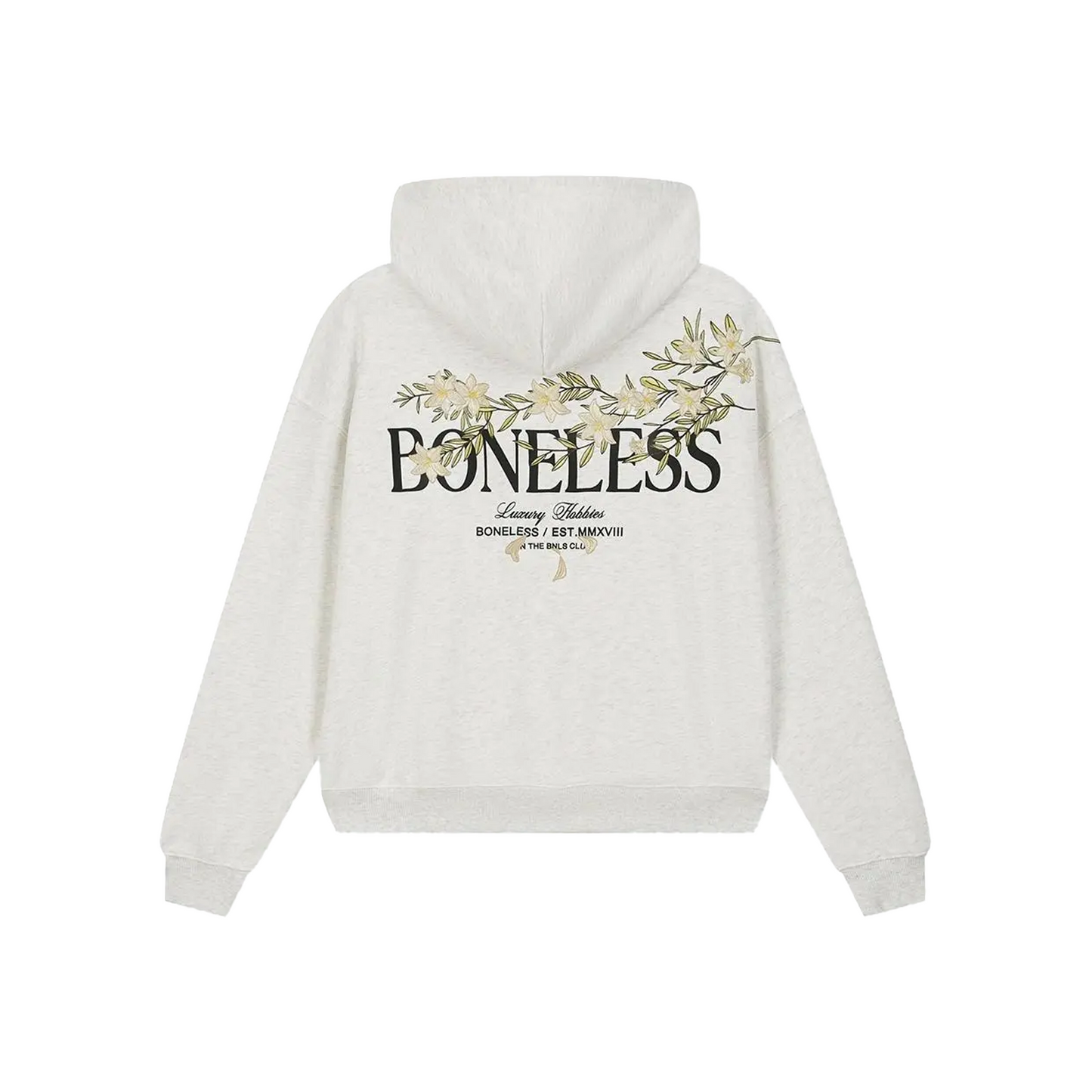BONELESS Floral Embroidered Hoodie Grey (FW24)