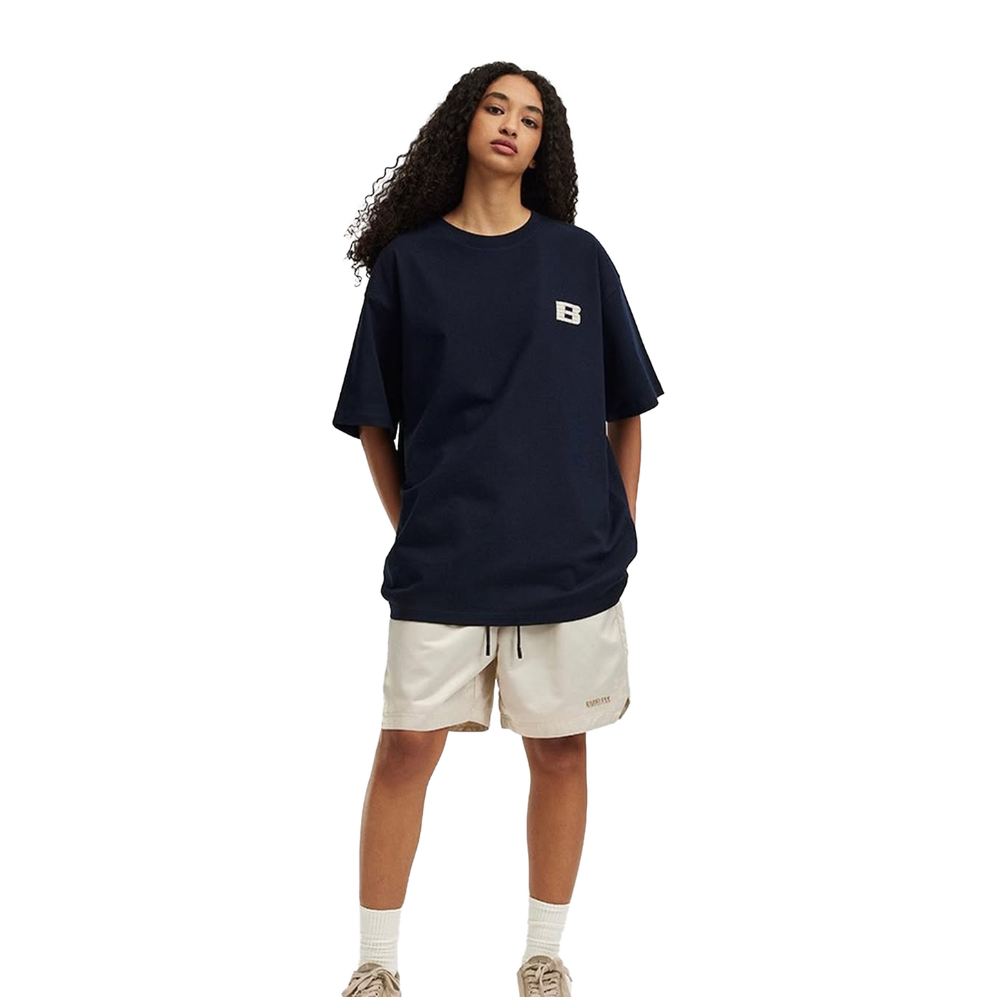 BONELESS Foamed Velvet B Shaped S/S Tee Vintage Navy (SS23)