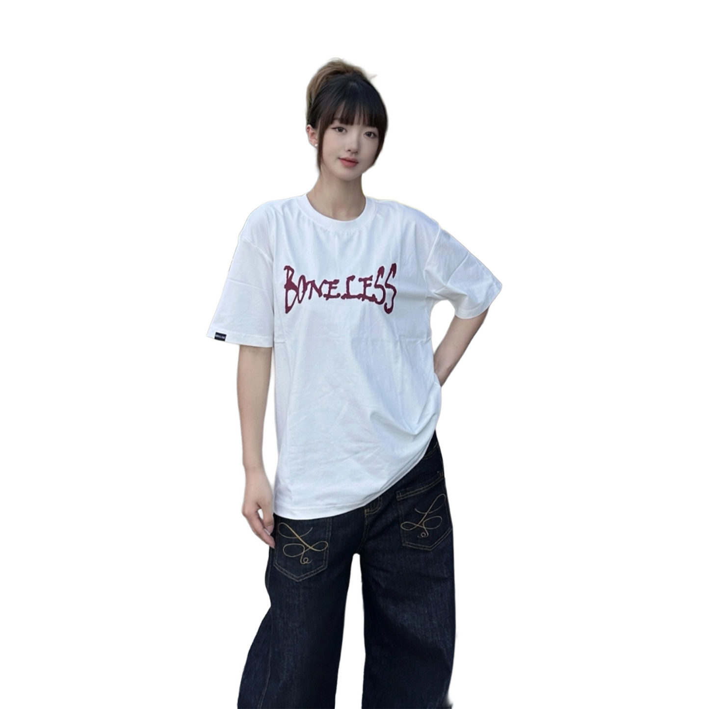 BONELESS Graffiti Letter Printing Tee Ivory White (SS25)