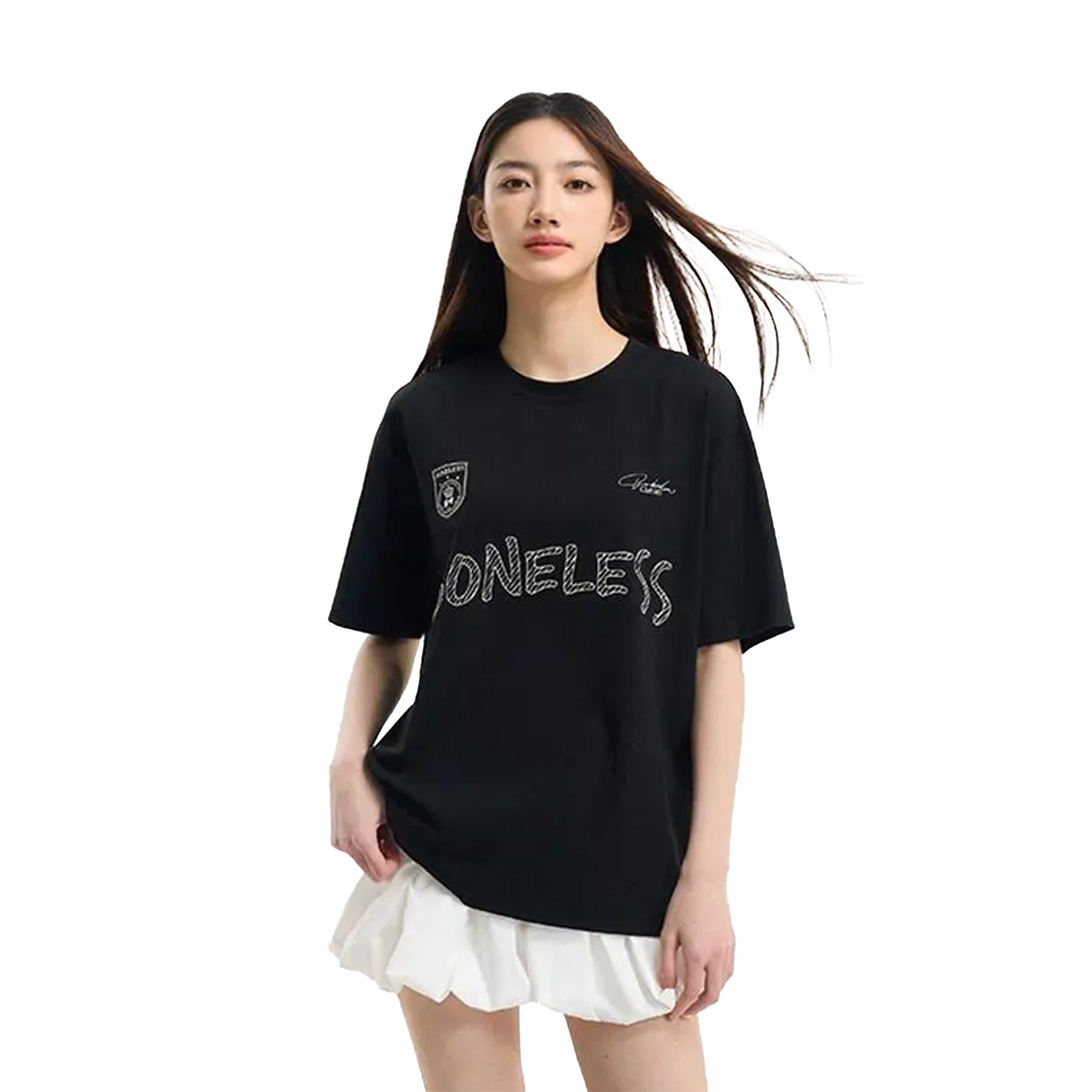 BONELESS Hand Painted Graffiti Grid Pattern S/S Tee Black (SS25)