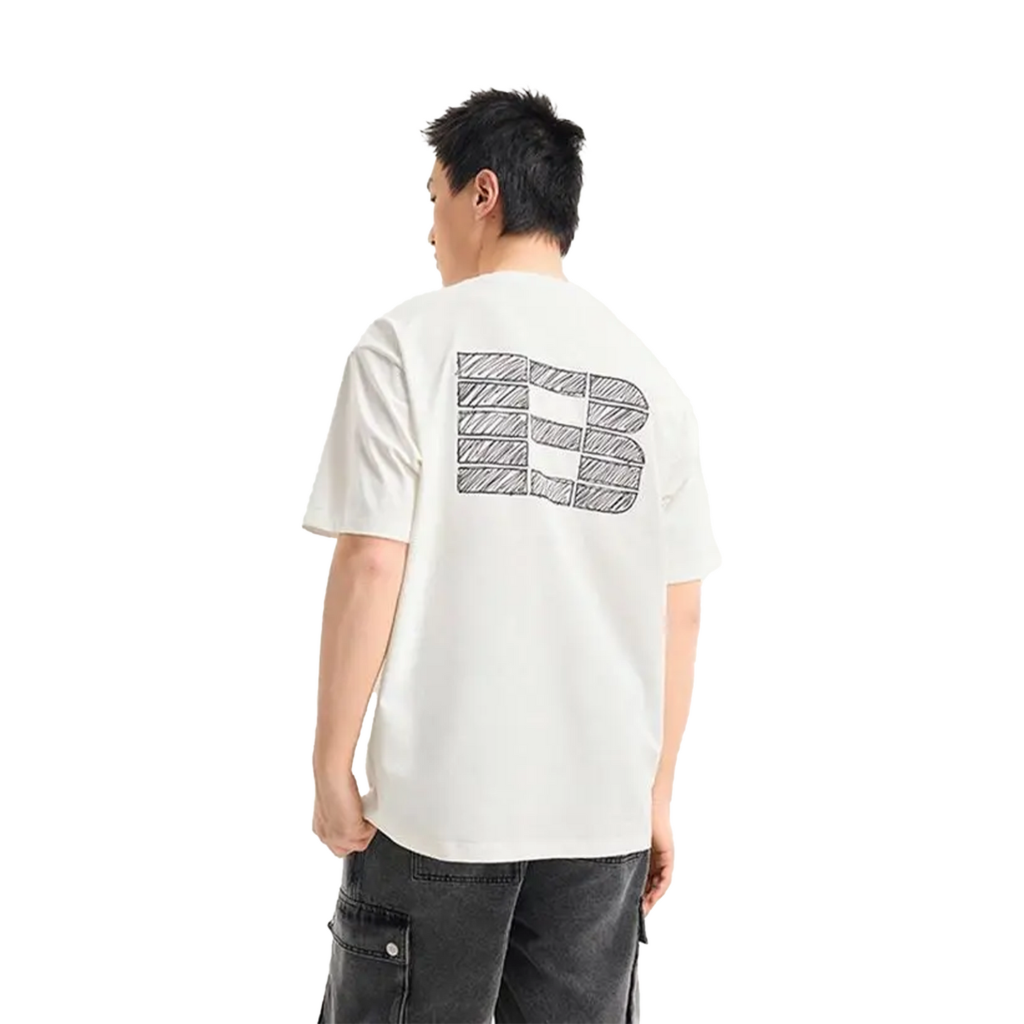 BONELESS Hand Painted Graffiti Grid Pattern S/S Tee White (SS25)