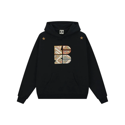 BONELESS Jacquard Applique Embroidered Hoodie Black (SS25)