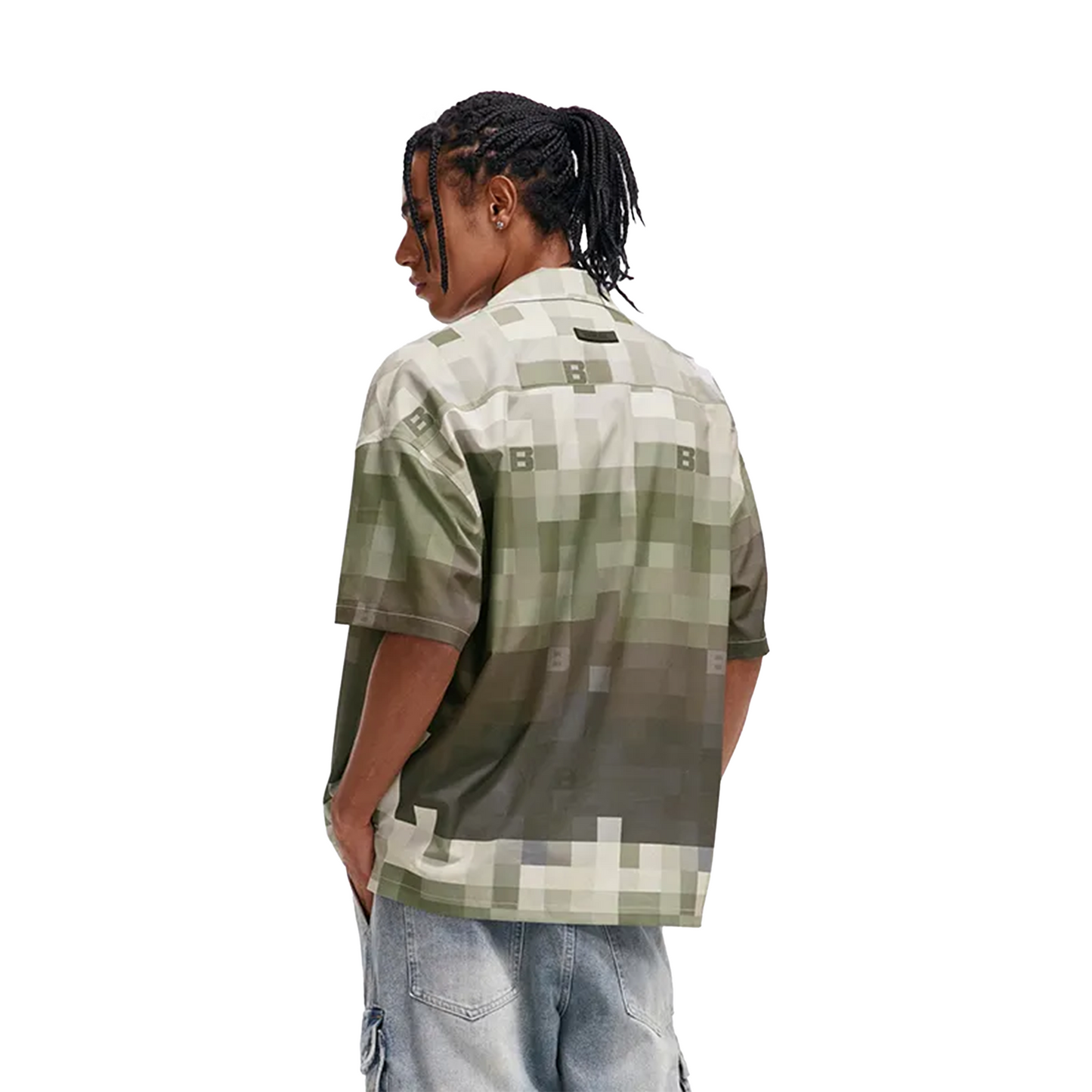 BONELESS Jacquard Cuban Collar Short Sleeved Shirt Camouflaged Green (SS24)