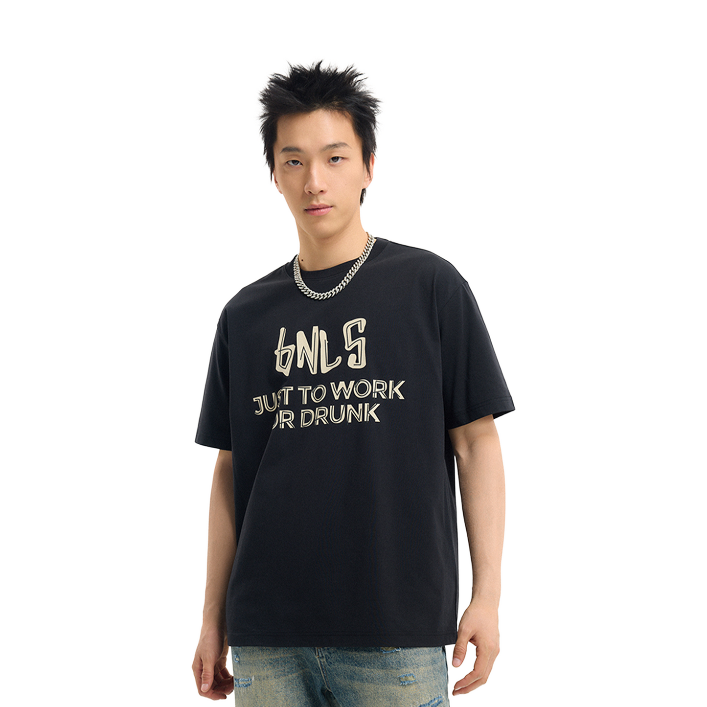 BONELESS Just To Work Or Drunk Tee Black (SS25)