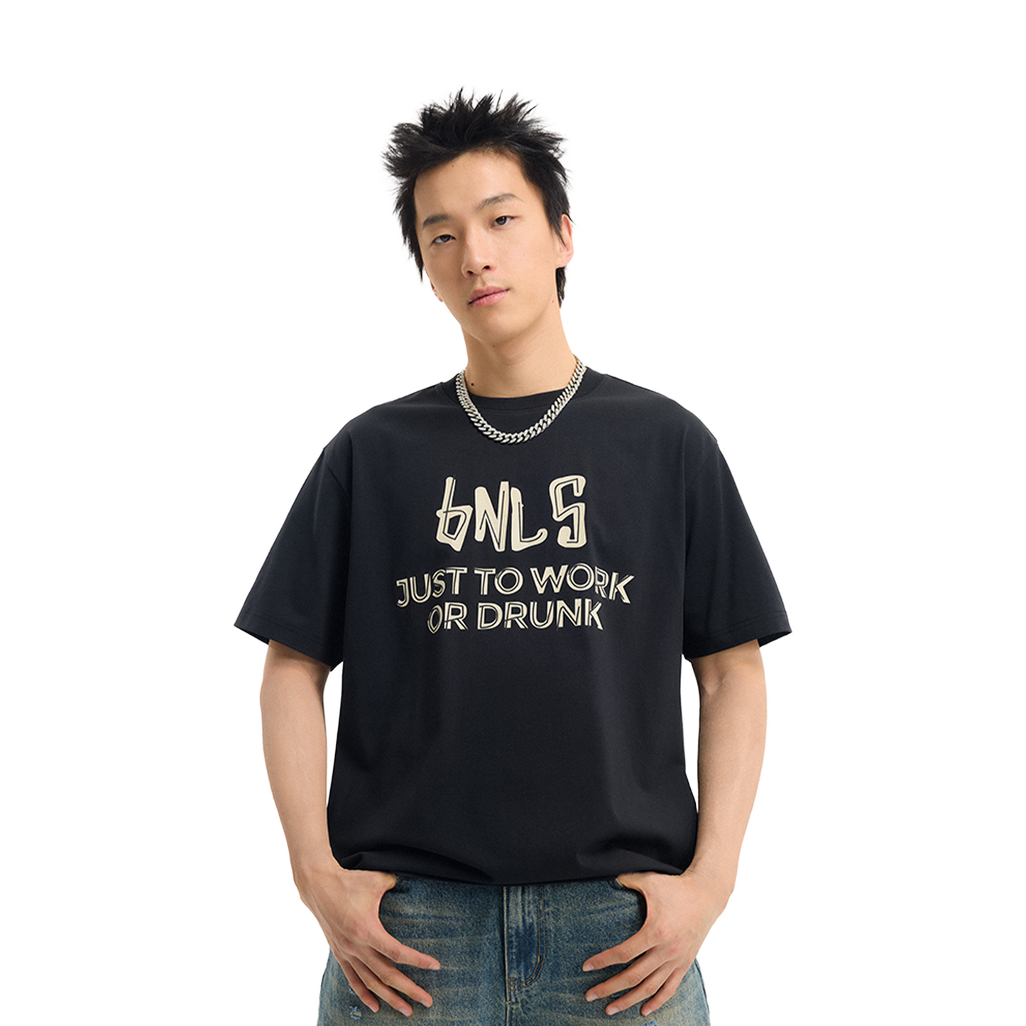 BONELESS Just To Work Or Drunk Tee Black (SS25)