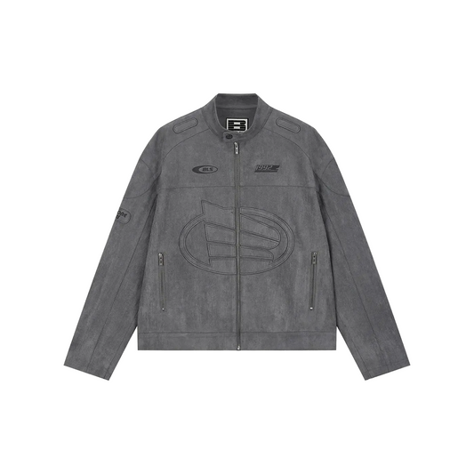 BONELESS Faux Suede Motorcycle Jacket Dark Grey (SS24)