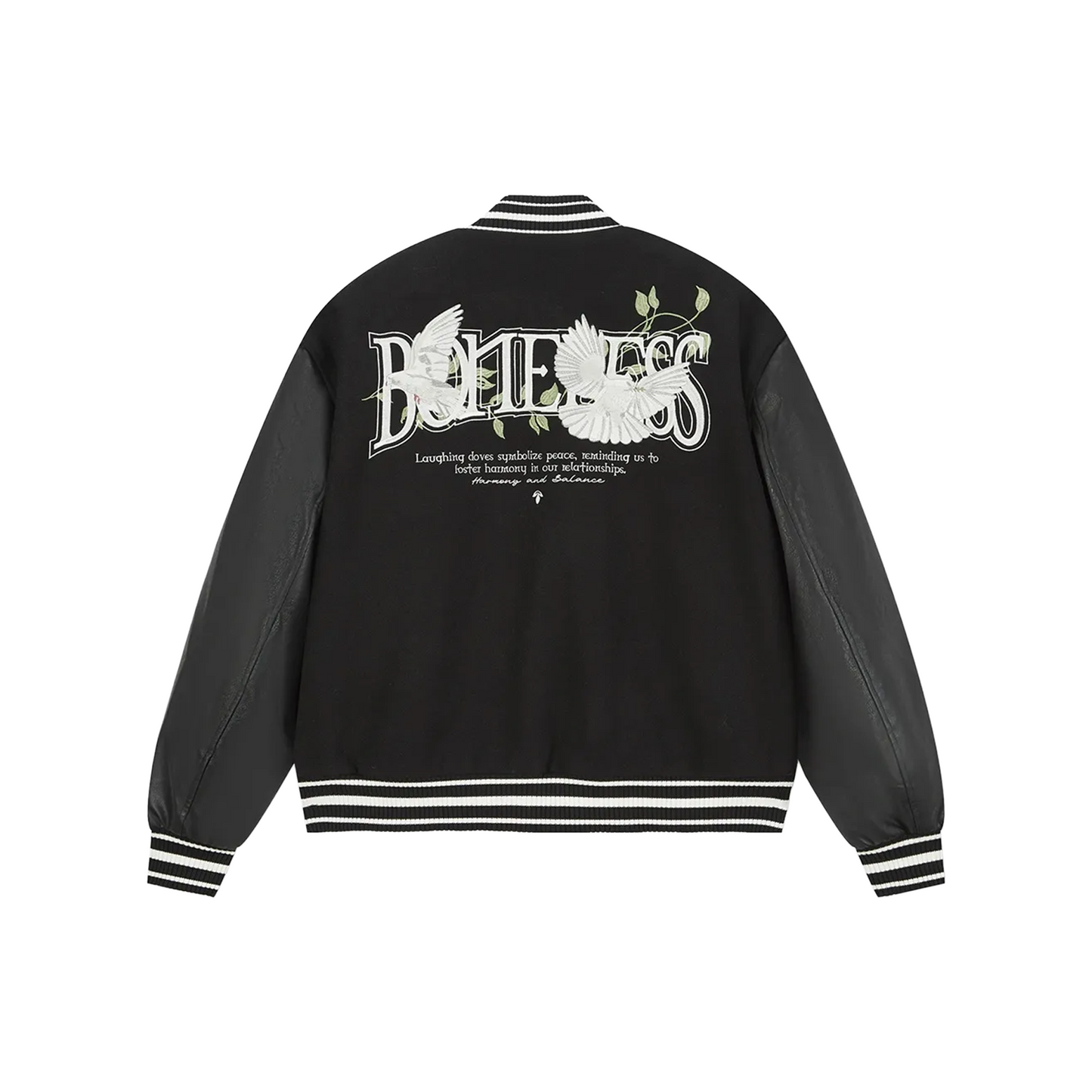 BONELESS Pattern Embroidered Baseball Jacket Black (FW24)