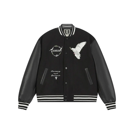 BONELESS Pattern Embroidered Baseball Jacket Black (FW24)