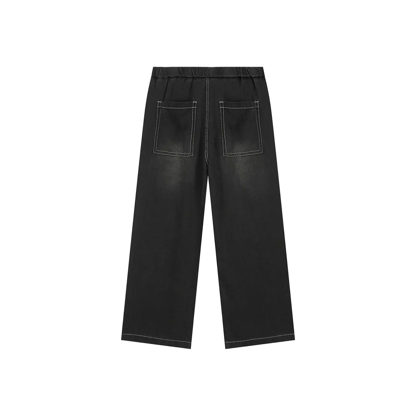 BONELESS Loose Washed Retro Versatile Casual Pants Black (SS25)