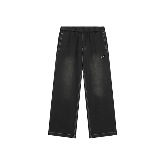 BONELESS Loose Washed Retro Versatile Casual Pants Black (SS25)