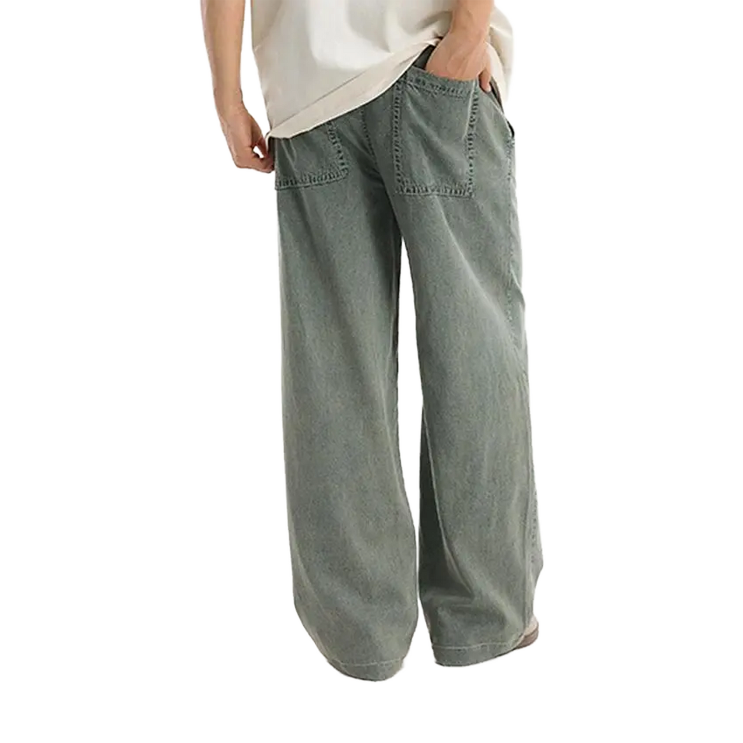BONELESS Loose Washed Retro Versatile Casual Pants Yellow Mud Blue (SS25)