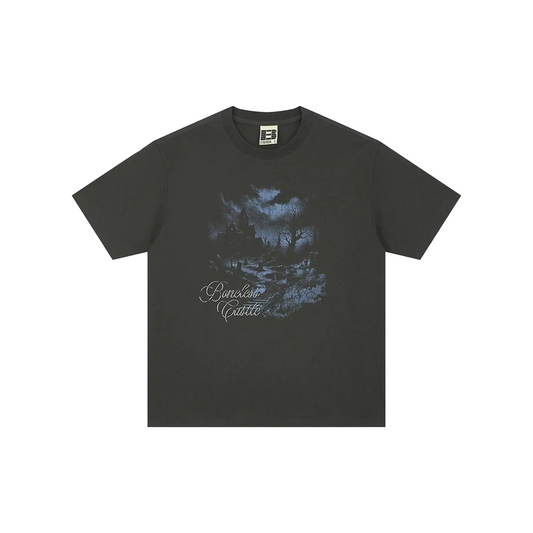 BONELESS Night Castle White Ink Direct Short Sleeved Tee Dark Grey (SS25)