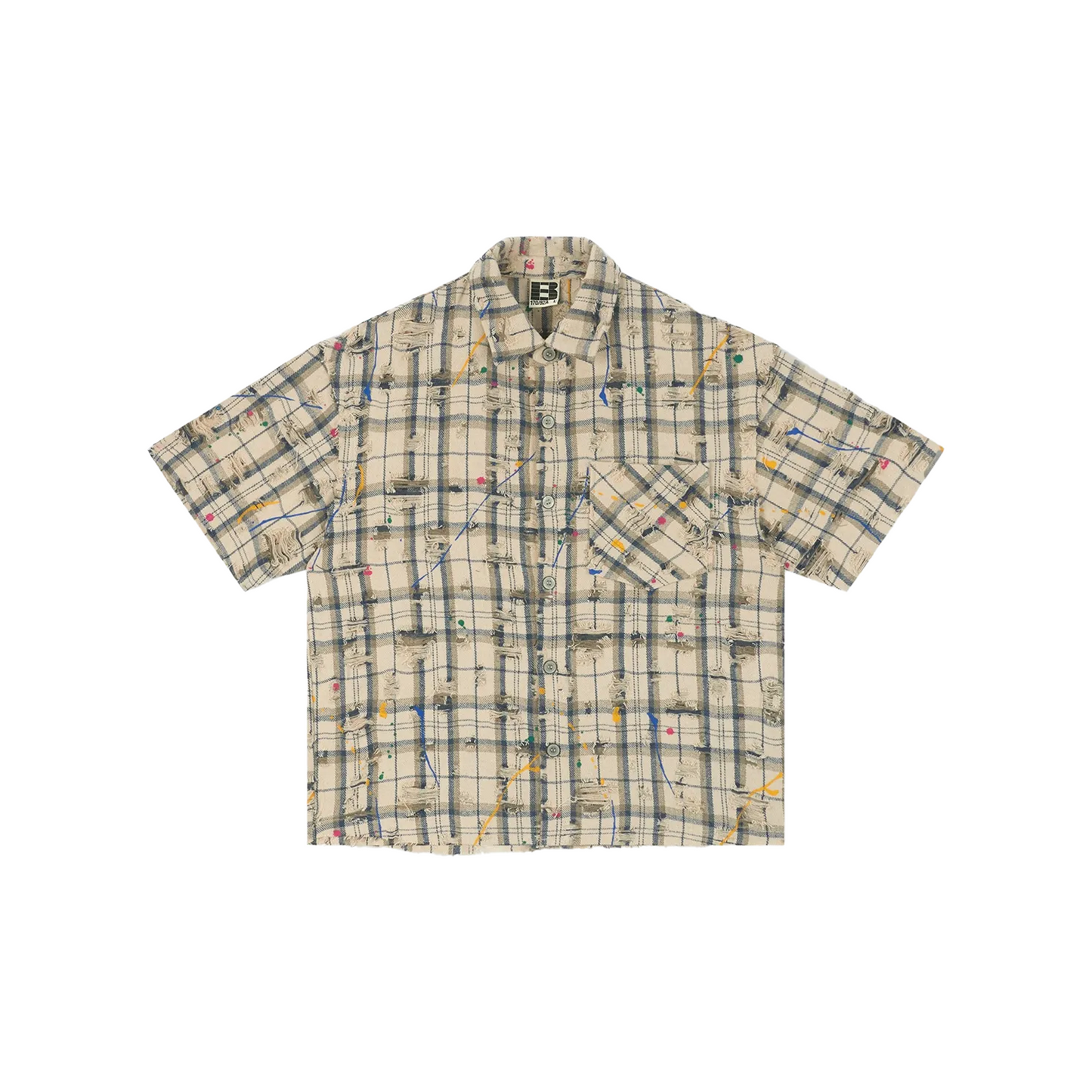 BONELESS Ragged Plaid Short Sleeved Shirt Beige (SS24)