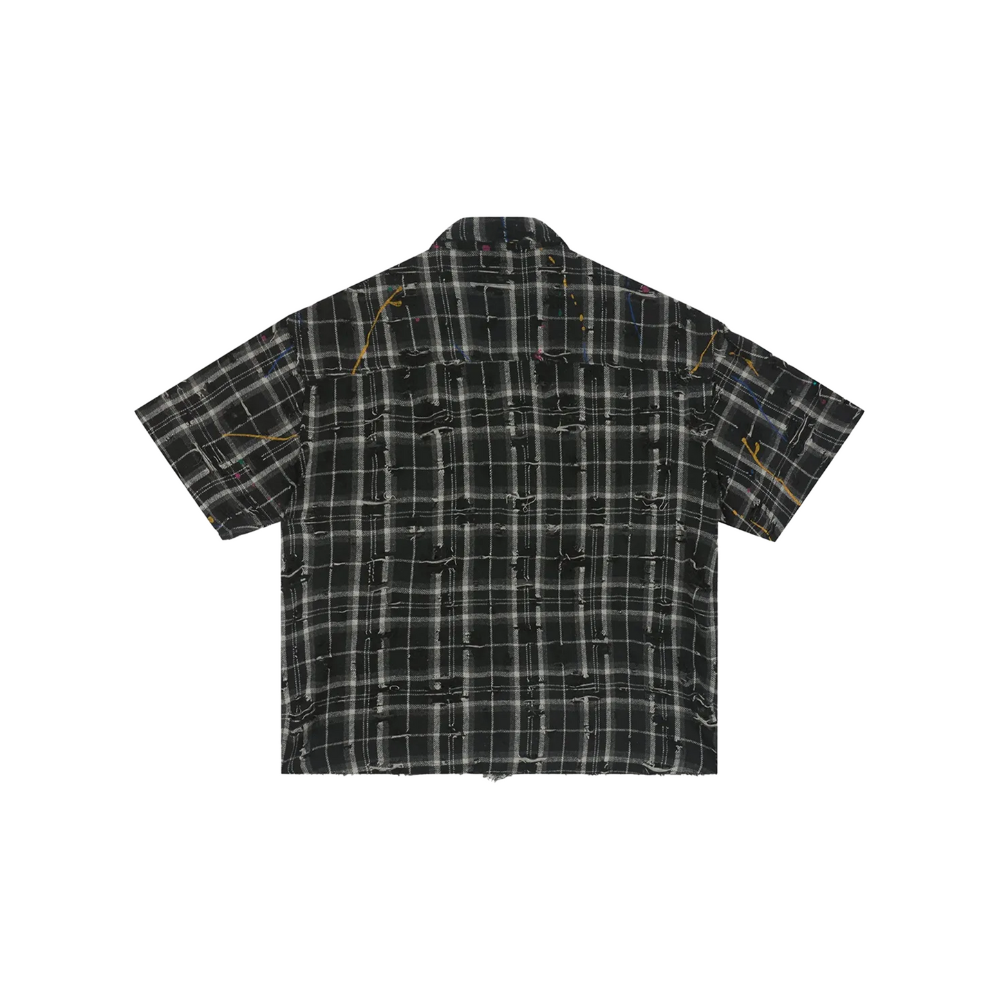BONELESS Ragged Plaid Short Sleeved Shirt Black (SS24)