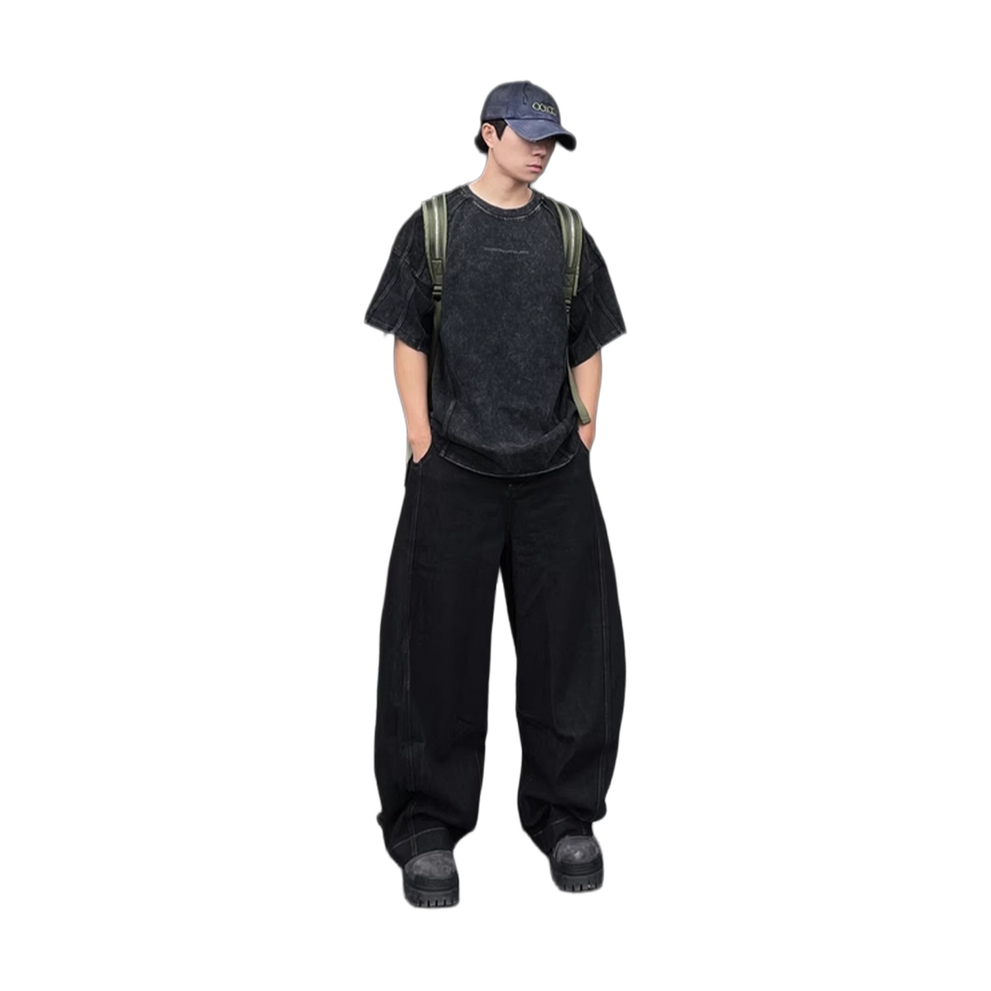 BONELESS Retro Scimitar Washed Wide Leg Pants Black (SS25)