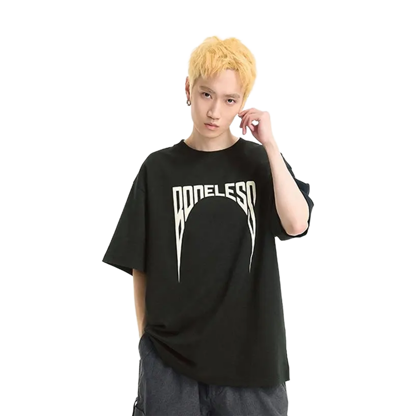 BONELESS Special Shaped Printed Short Sleeved Tee Black (SS25)