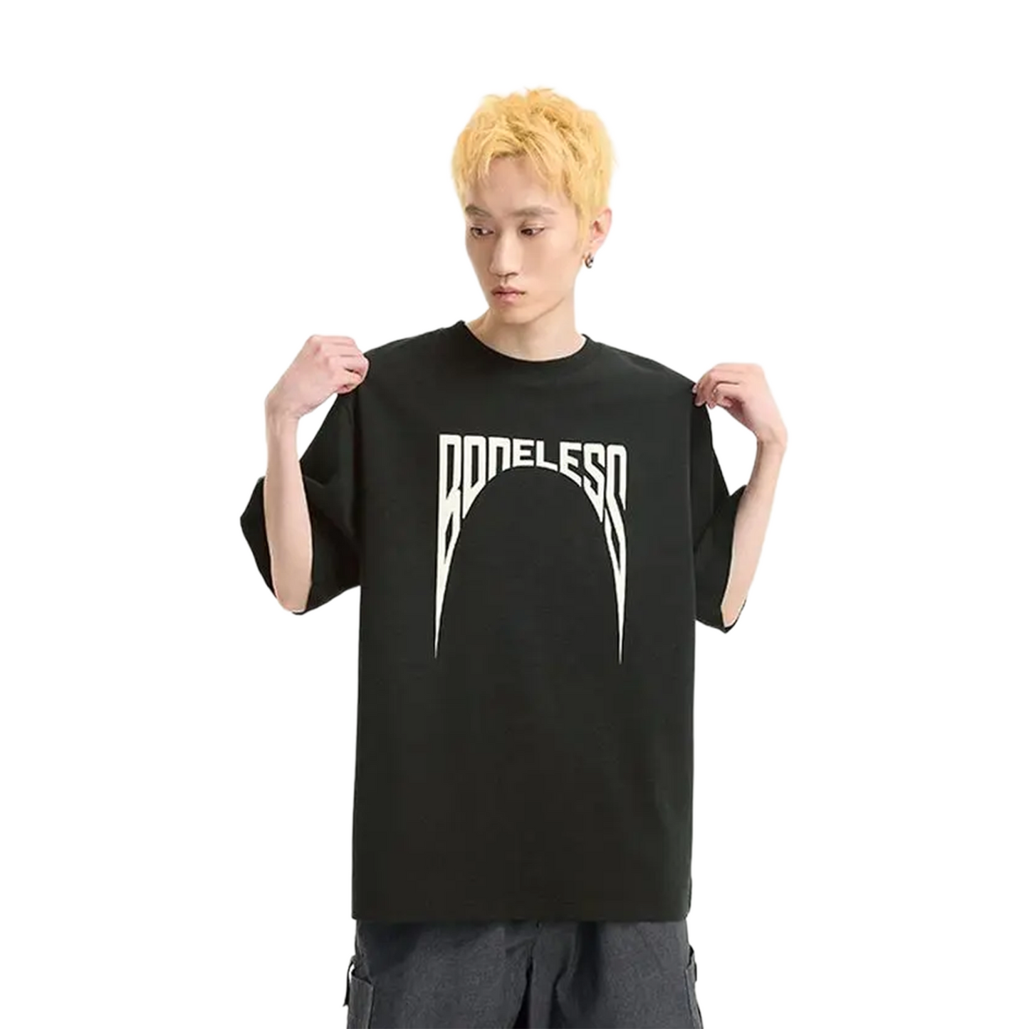 BONELESS Special Shaped Printed Short Sleeved Tee Black (SS25)