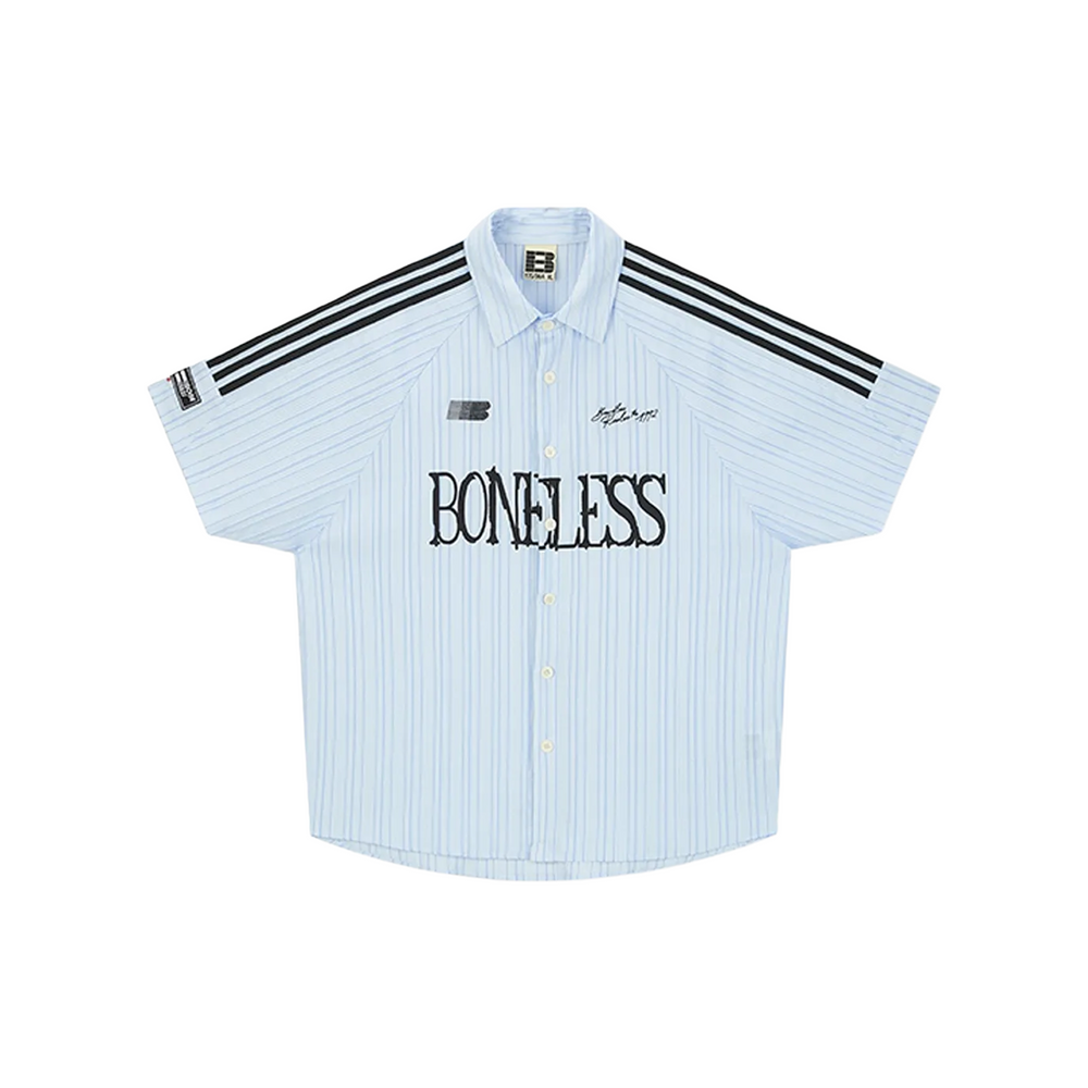 BONELESS Spliced Ribbon Printed Short Sleeved Shirt Blue (SS25)