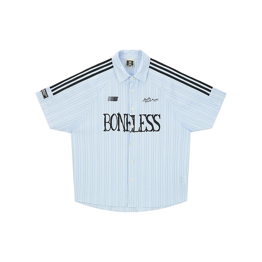 BONELESS Spliced Ribbon Printed Short Sleeved Shirt Blue (SS25)