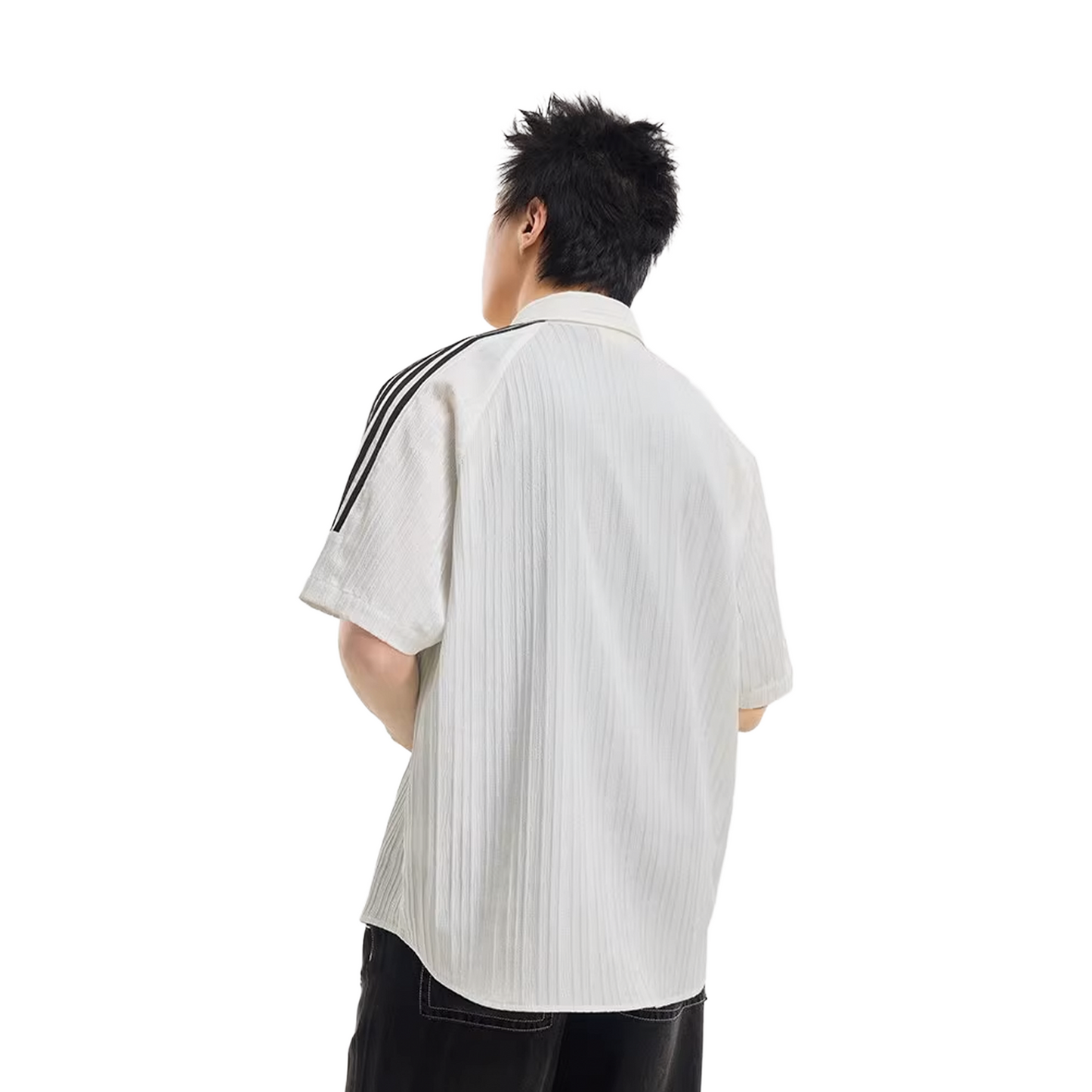 BONELESS Spliced Ribbon Printed Short Sleeved Shirt White (SS25)