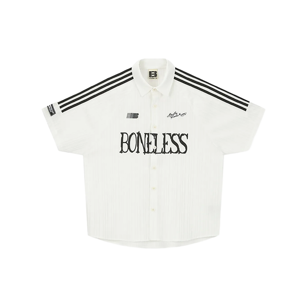 BONELESS Spliced Ribbon Printed Short Sleeved Shirt White (SS25)