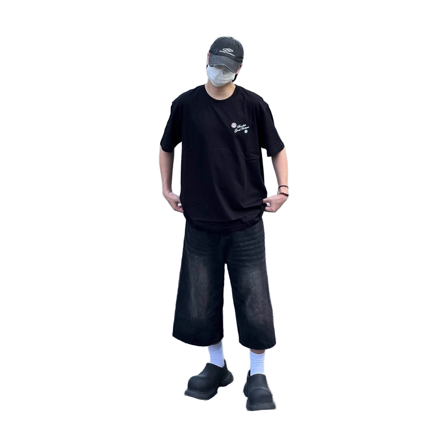 BONELESS Three-Dimensional Embroidered Tee Black (SS25)