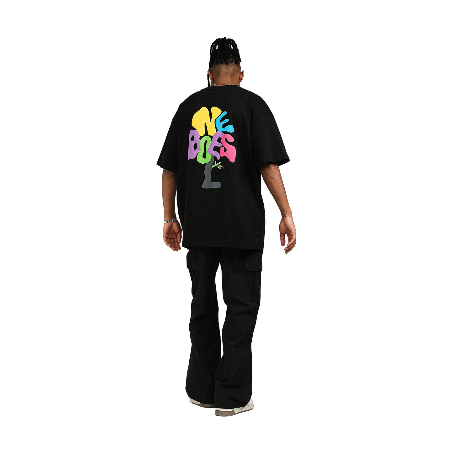 BONELESS Tree Shaped Deformed Letter Print S/S Tee Black (SS22)