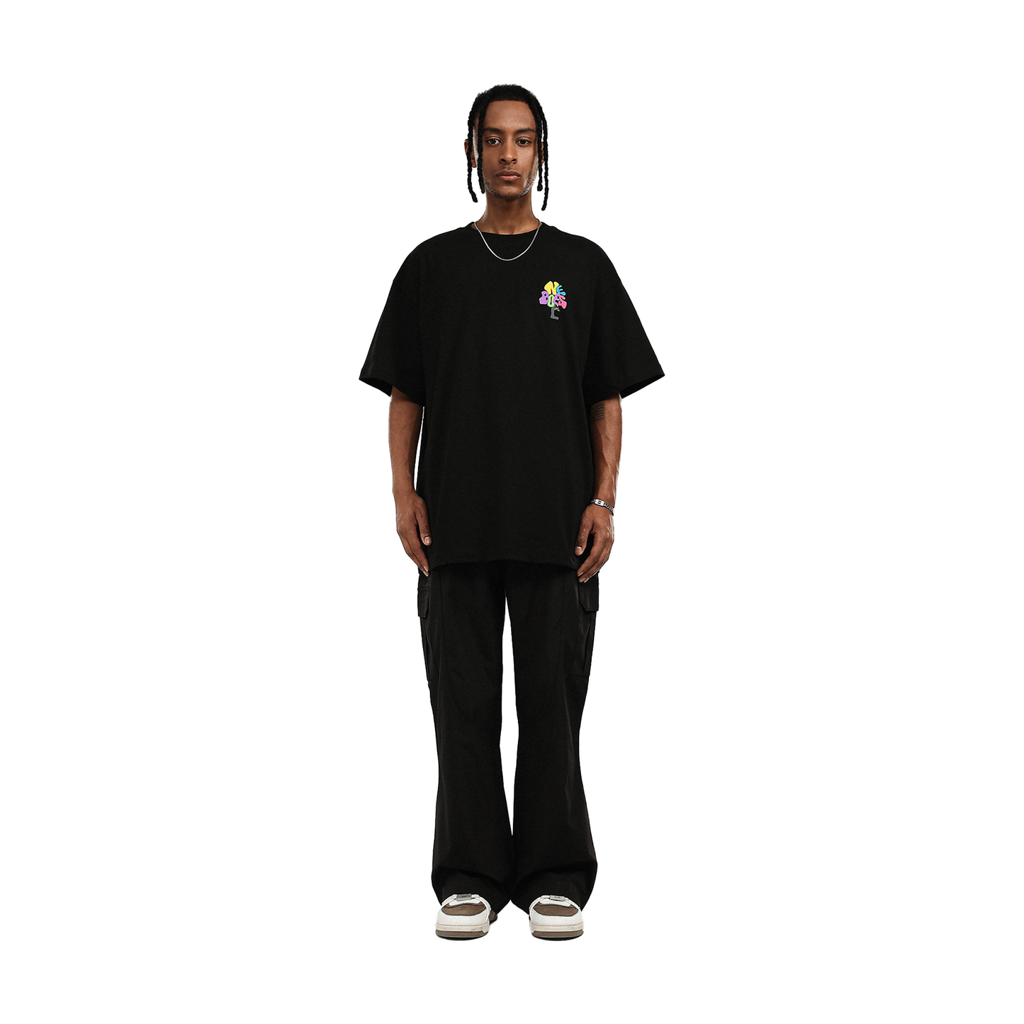 BONELESS Tree Shaped Deformed Letter Print S/S Tee Black (SS22)
