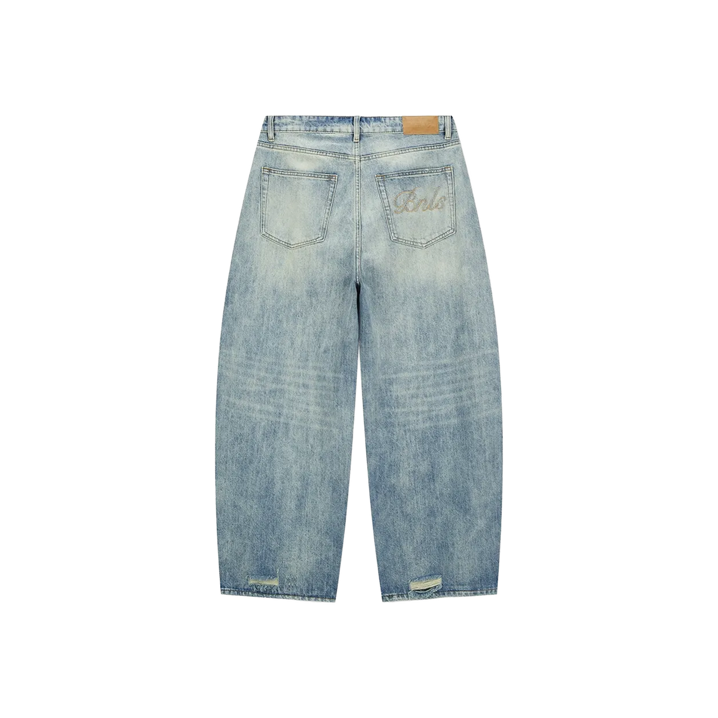 BONELESS Washed Curved Cut Design Casual Pants Blue (SS25)