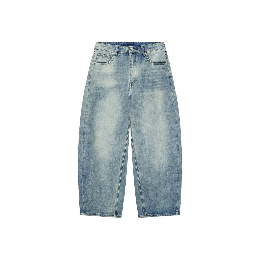 BONELESS Washed Curved Cut Design Casual Pants Blue (SS25)