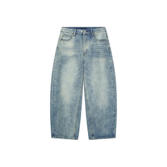 BONELESS Washed Curved Cut Design Casual Pants Blue (SS25)