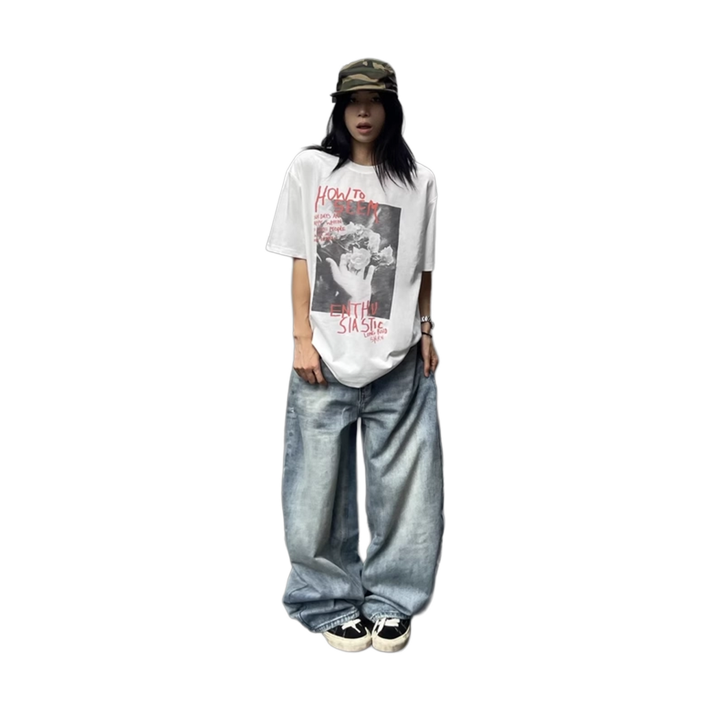 BONELESS Washed Curved Cut Design Casual Pants Blue (SS25)