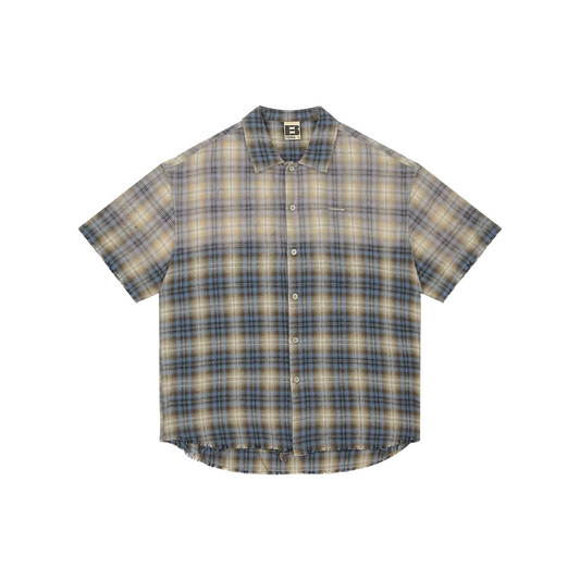 BONELESS Washed Gradient Shirt Blue/Yellow Check (SS25)