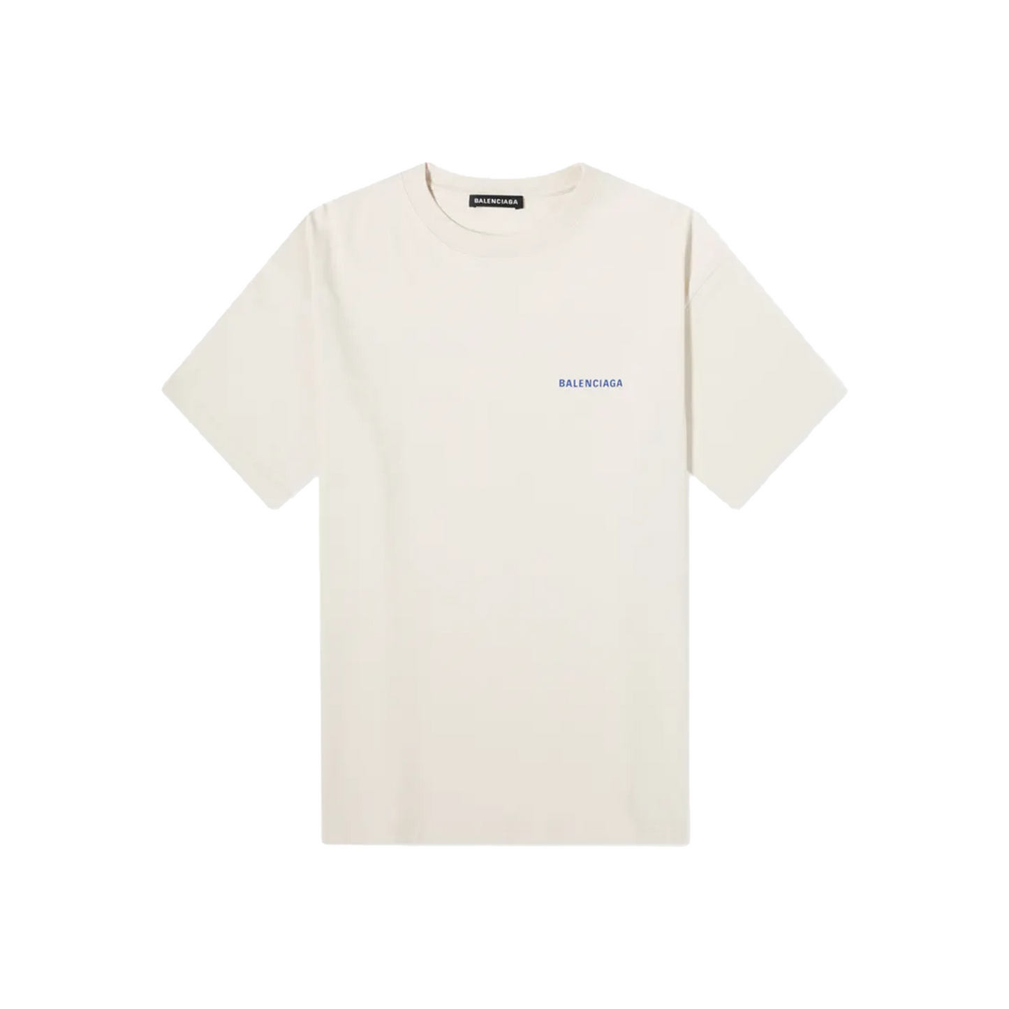 BALENCIAGA Badge Logo Tee Chalky White/Blue (SS21)