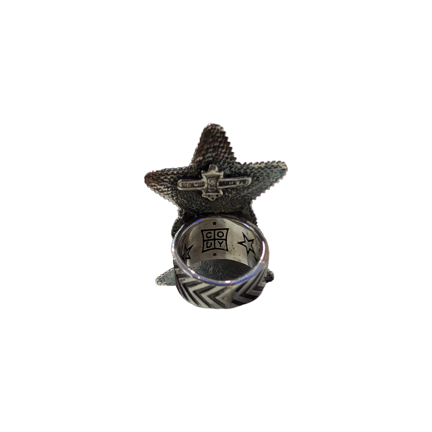 CODY SANDERSON Double Sheriff Star Ring Silver (SS25)