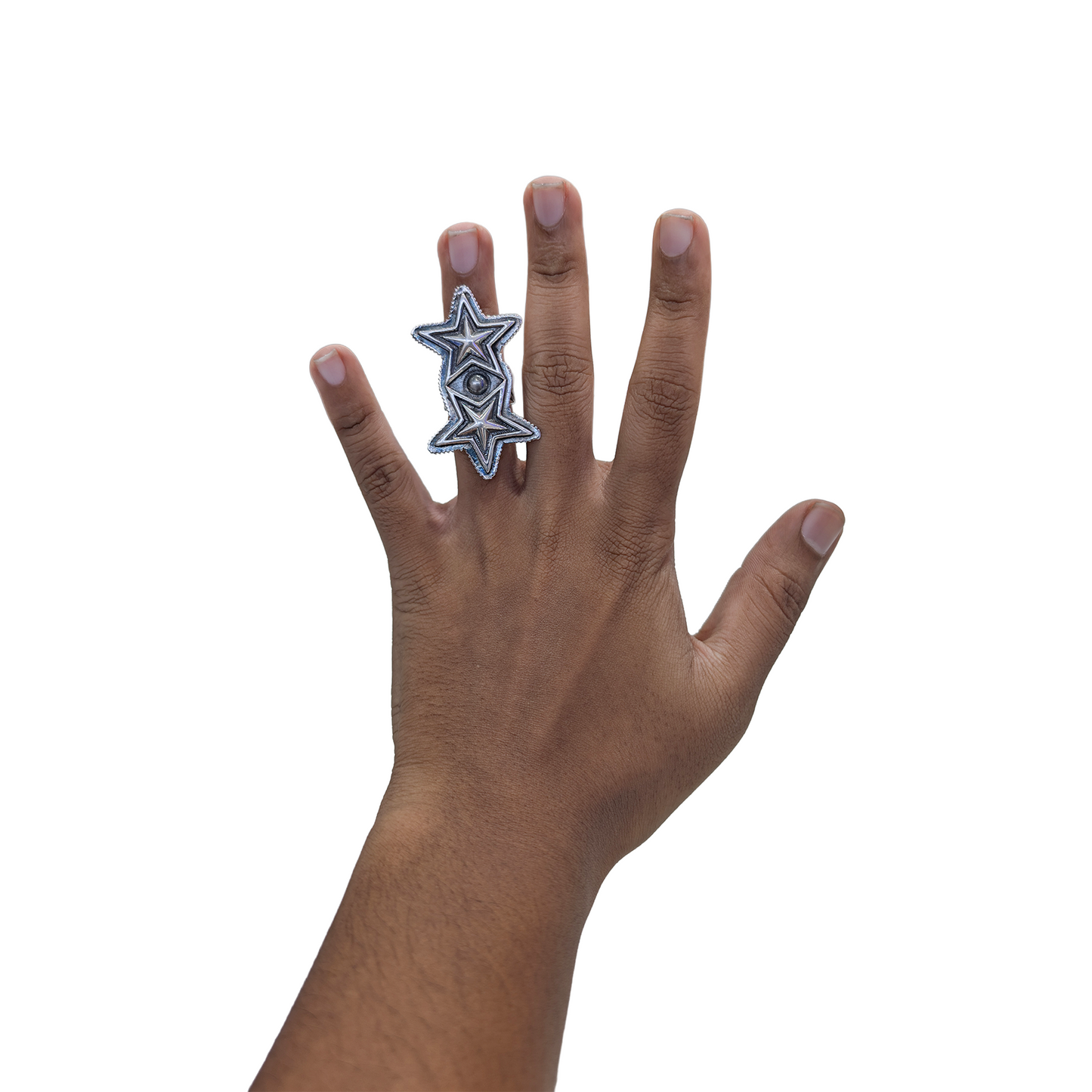 CODY SANDERSON Double Sheriff Star Ring Silver (SS25)