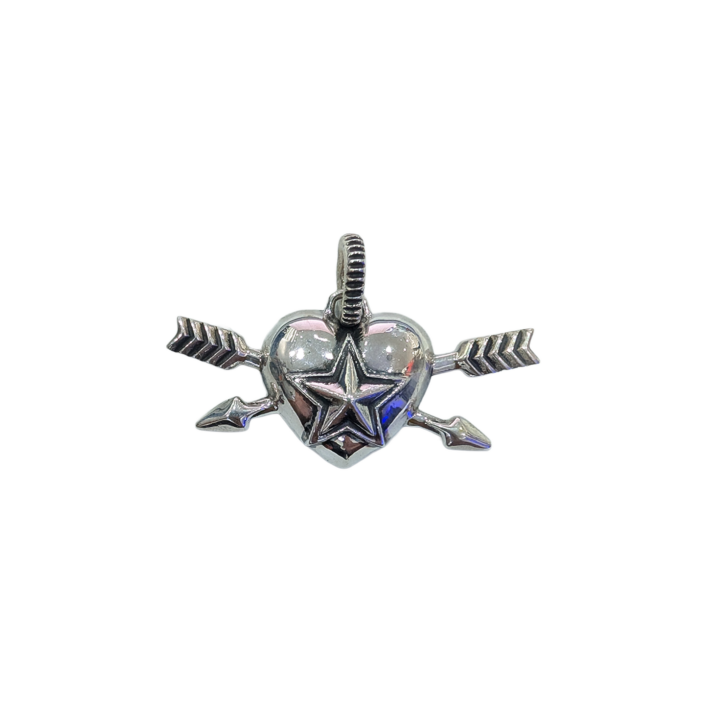 CODY SANDERSON Heart & Sheriff Star Double Arrow Pendant Silver (SS25)