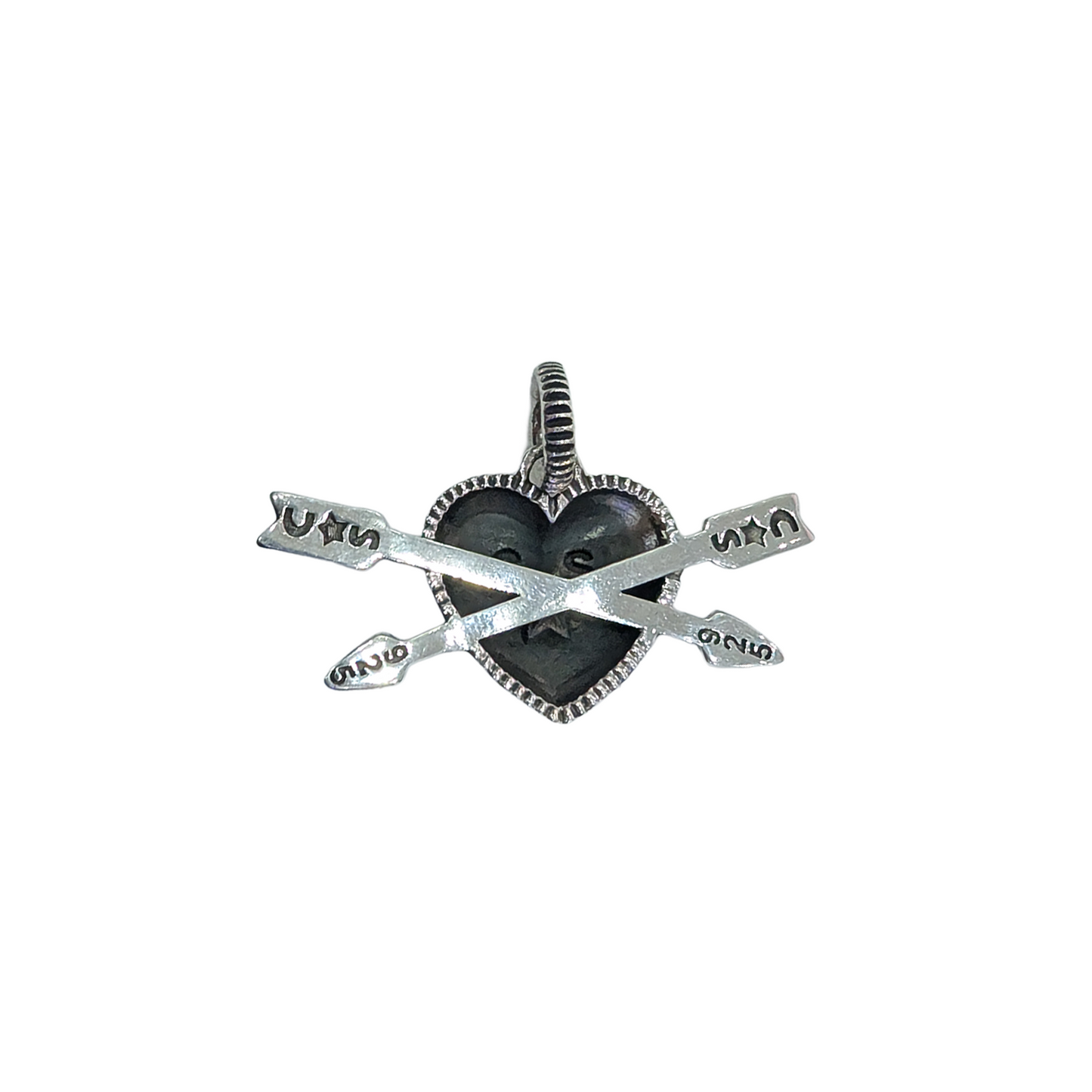 CODY SANDERSON Heart & Sheriff Star Double Arrow Pendant Silver (SS25)