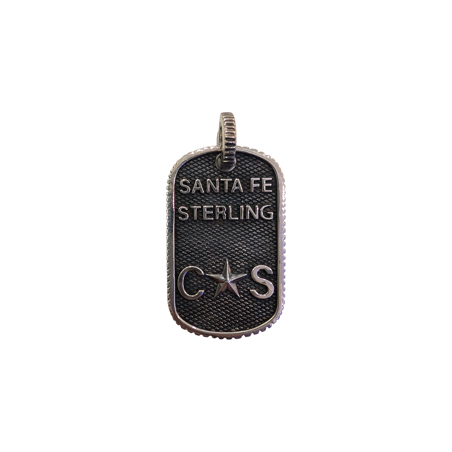 CODY SANDERSON Small Stars & Crossed Arrows Dog Tag With Outside Coin Edge Pendant Silver (SS25)