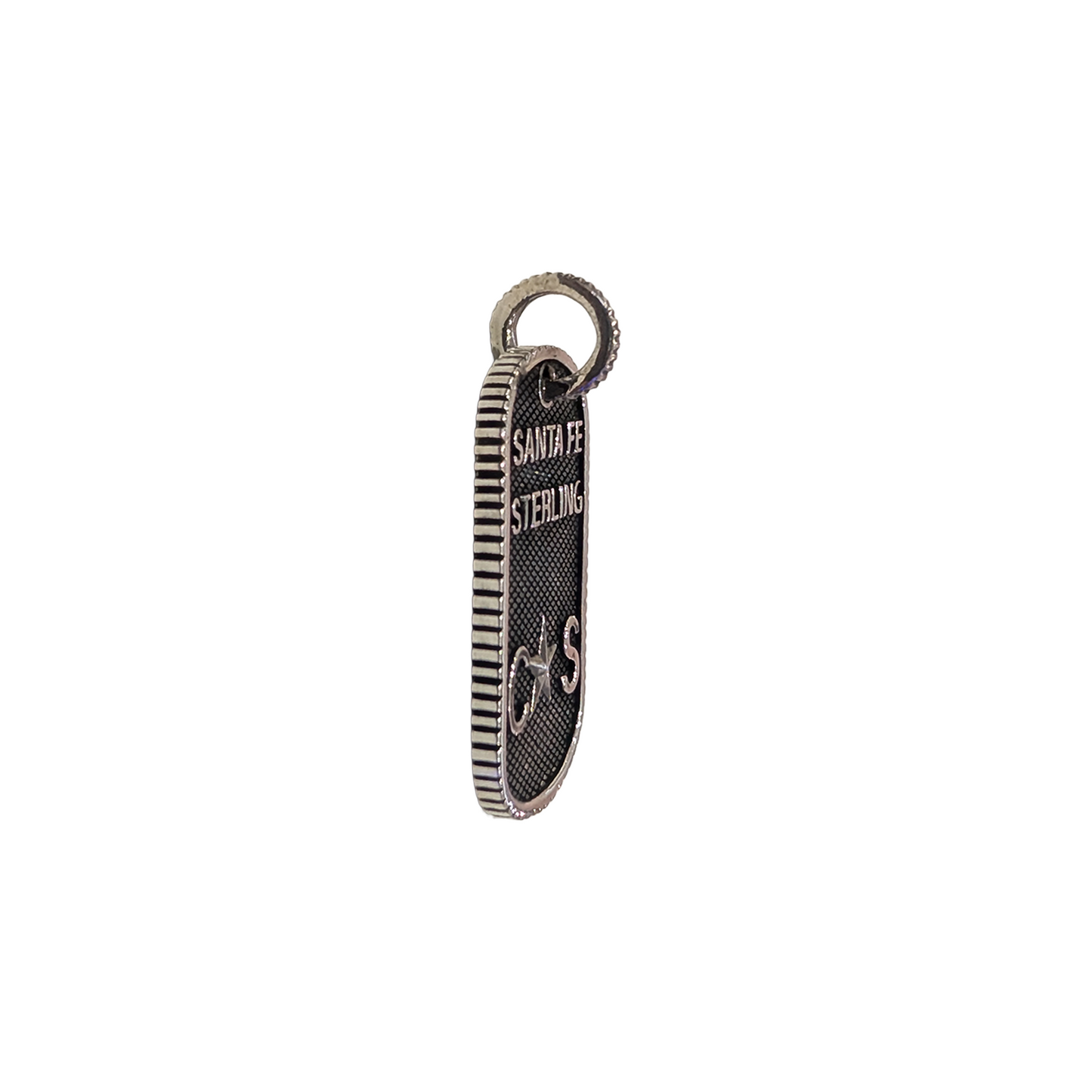 CODY SANDERSON Small Stars & Crossed Arrows Dog Tag With Outside Coin Edge Pendant Silver (SS25)