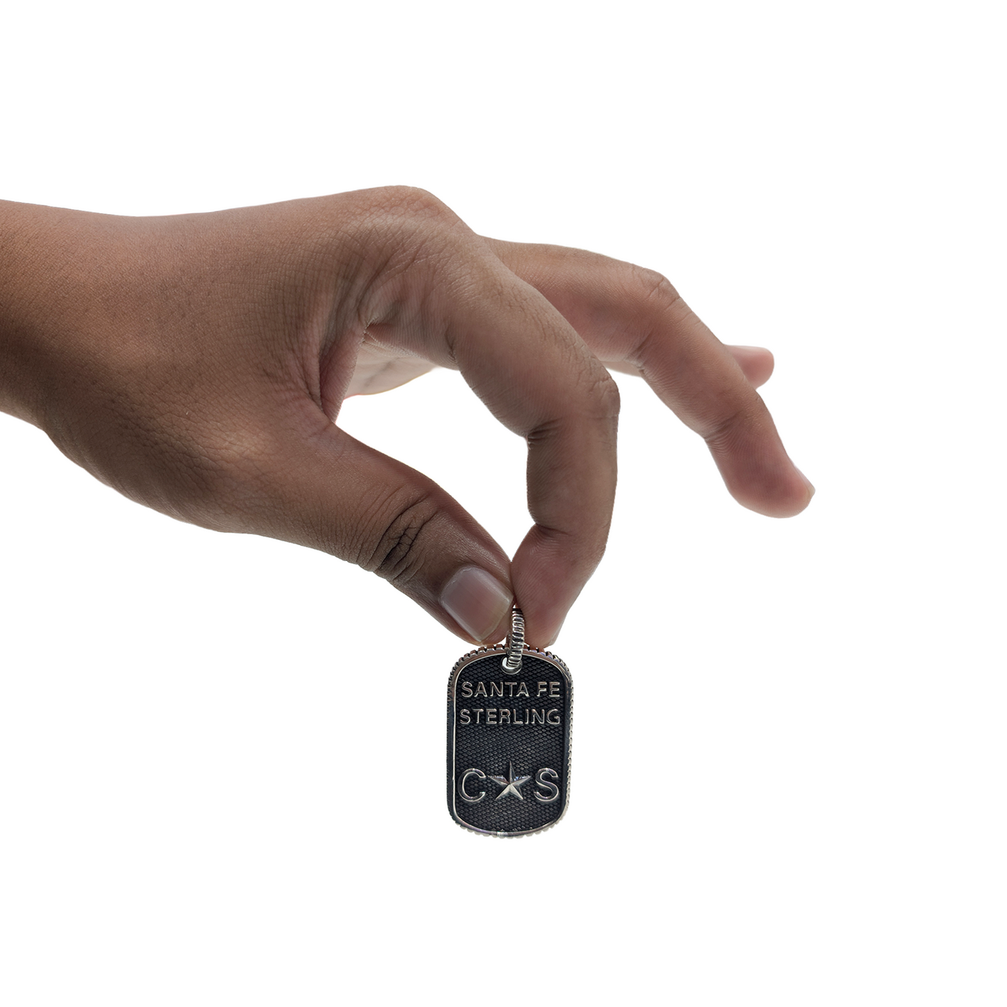 CODY SANDERSON Small Stars & Crossed Arrows Dog Tag With Outside Coin Edge Pendant Silver (SS25)